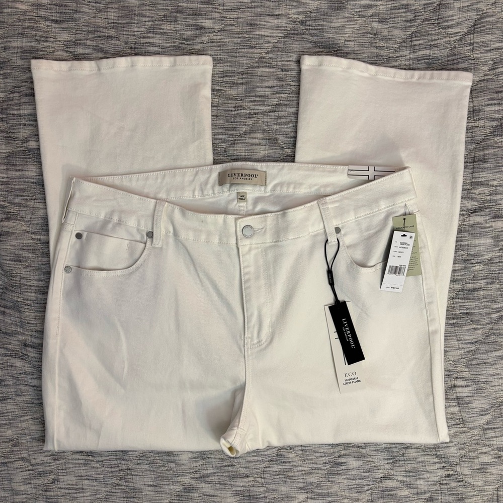 Liverpool Hannah Cropped Flare Jeans Sz 16W NWT | Liverpool Women White Jeans -